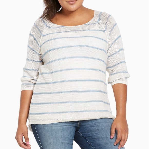 torrid Sweaters - Torrid Knit Striped Crochet Back Boho Sweater 3